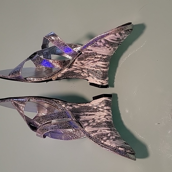 Erica Brooke.  Silver sandals/mules. 7 - Picture 4 of 7